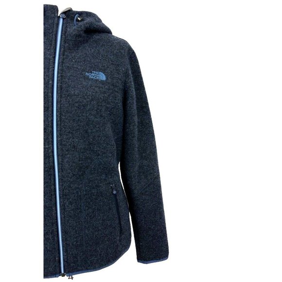 The North Face Womens Size M Zermatt Full Zip in Blue Hooded Wool Blend - Picture 4 of 11